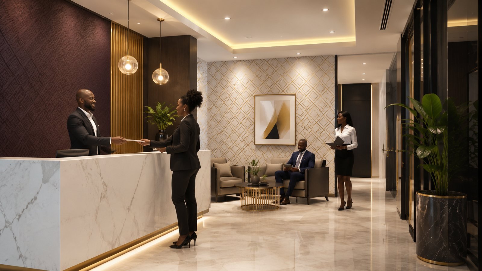 Réception professionnelle avec interaction client